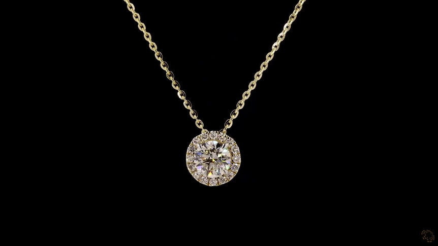 Round Halo-Style Lab Grown Diamond Necklace