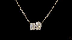 Emeraid-Oval Cut Lab Grown Diamond Toi et Moi Pendent With Chain