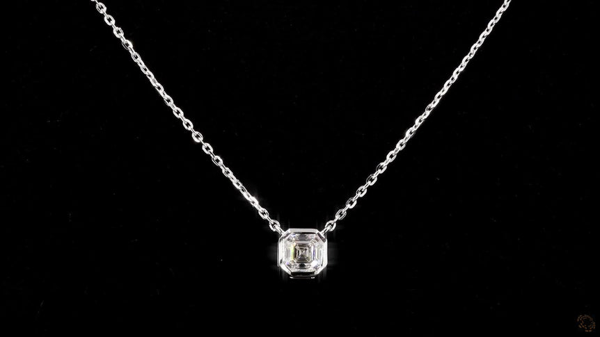 Asscher Lab Grown Diamond Set Solitaire Pendant with Chain