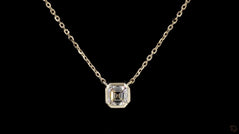 Asscher Lab Grown Diamond Set Solitaire Pendant with Chain