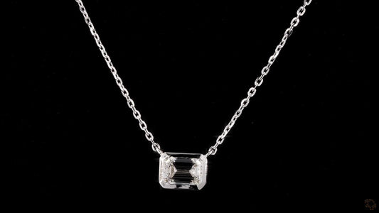 Emerald Lab Grown Certified Diamond Set Solitaire Pendant with Chain