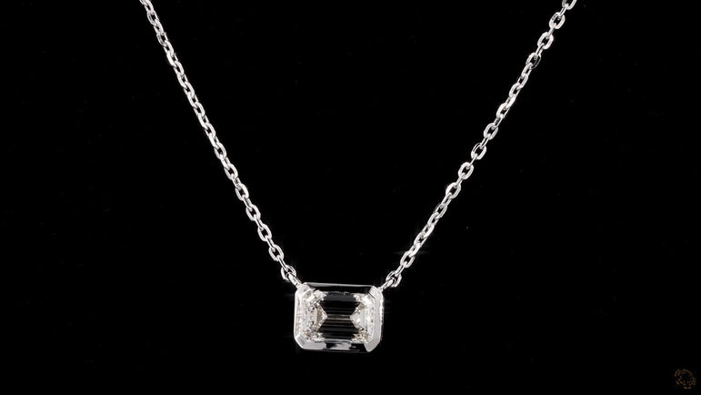 Emerald Lab Grown Diamond Set Solitaire Pendant with Chain