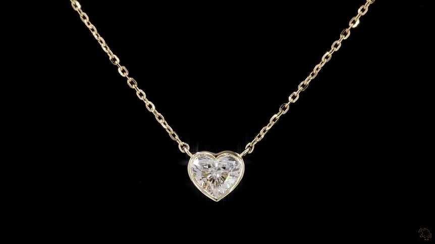 Heart Shape Lab Grown Diamond Set Solitaire Pendant with Chain