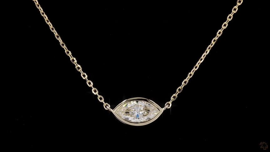 Marquise Diamond Set Solitaire Pendant with Chain