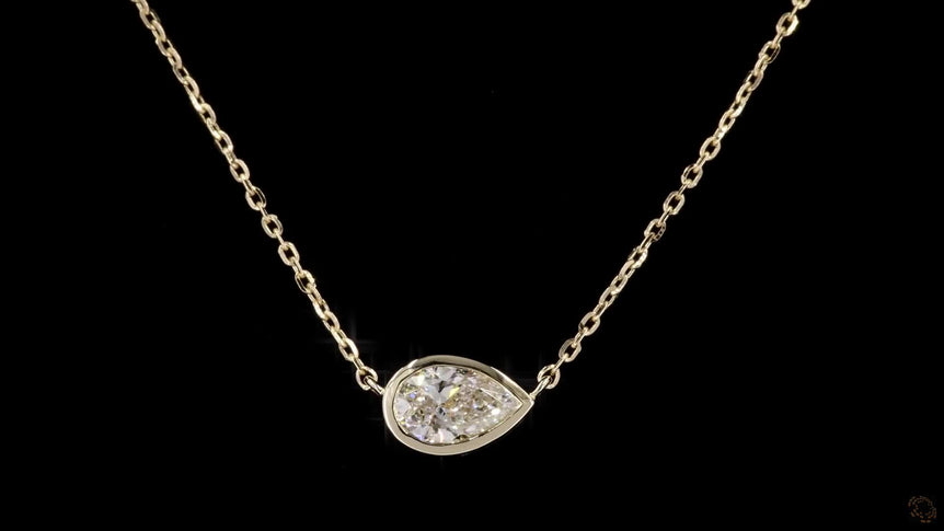 Pear Diamond Set Solitaire Pendant with Chain