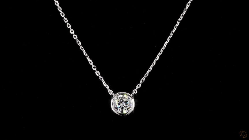 Round Diamond Bezel Set Solitaire Pendant With Chain