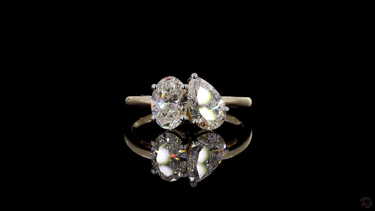 Oval and Pear-Shaped Toi et Moi Diamond Ring