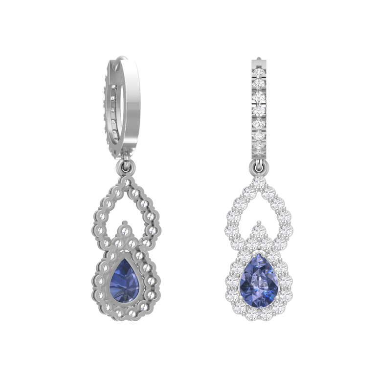 Tanzanite Hoops | 68 Diamond pcs | 1.1ctw Natural Diamond | 14k Gold