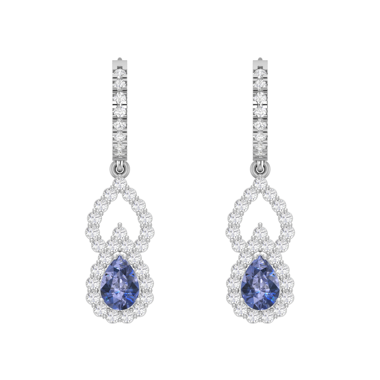 Tanzanite Hoops | 68 Diamond pcs | 1.1ctw Natural Diamond | 14k Gold