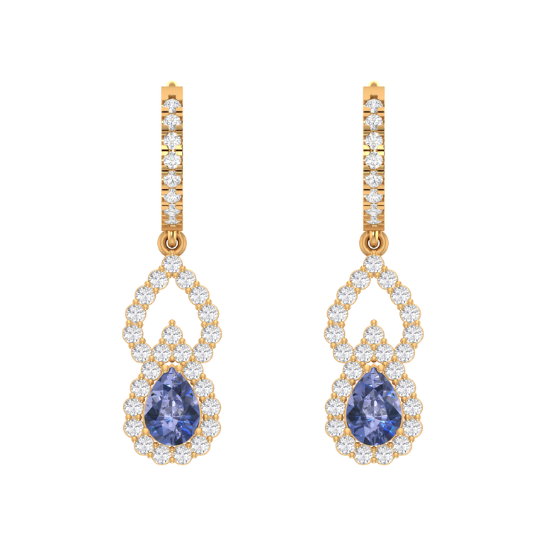 Tanzanite Hoops | 68 Diamond pcs | 1.1ctw Natural Diamond | 14k Gold