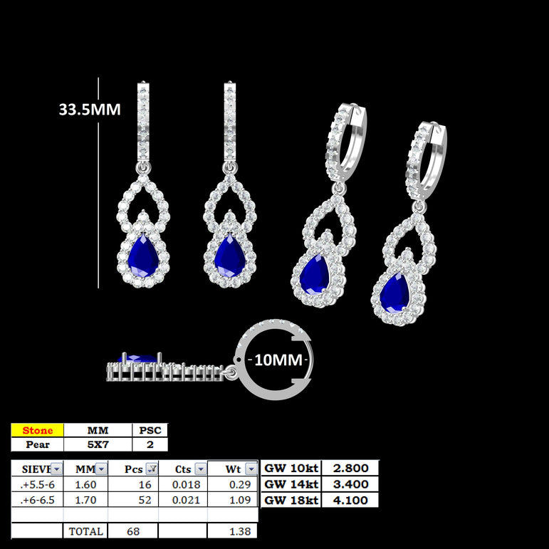 Tanzanite Hoops | 68 Diamond pcs | 1.1ctw Natural Diamond | 14k Gold