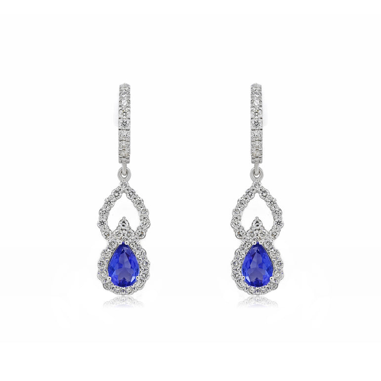 Tanzanite Hoops | 68 Diamond pcs | 1.1ctw Natural Diamond | 14k Gold