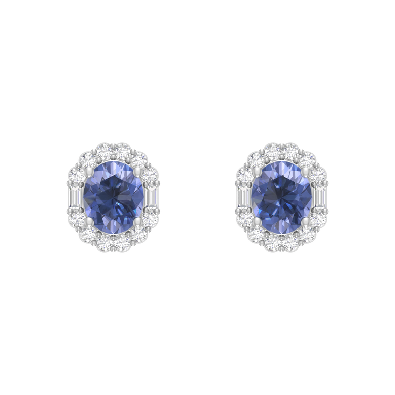 Tanzanite Studs | 28 Diamond pcs | 0.31ctw Natural Diamond | 14k Gold