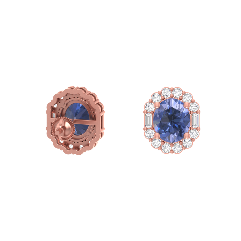 Tanzanite Studs | 28 Diamond pcs | 0.31ctw Natural Diamond | 14k Gold