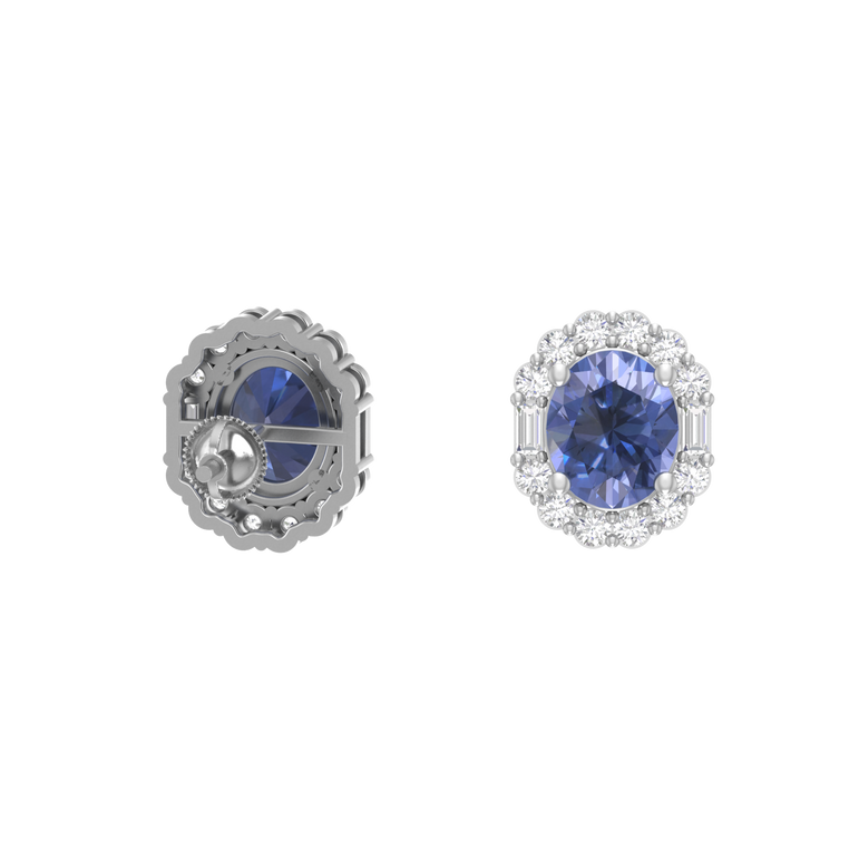 Tanzanite Studs | 28 Diamond pcs | 0.31ctw Natural Diamond | 14k Gold