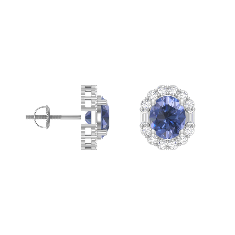 Tanzanite Studs | 28 Diamond pcs | 0.31ctw Natural Diamond | 14k Gold