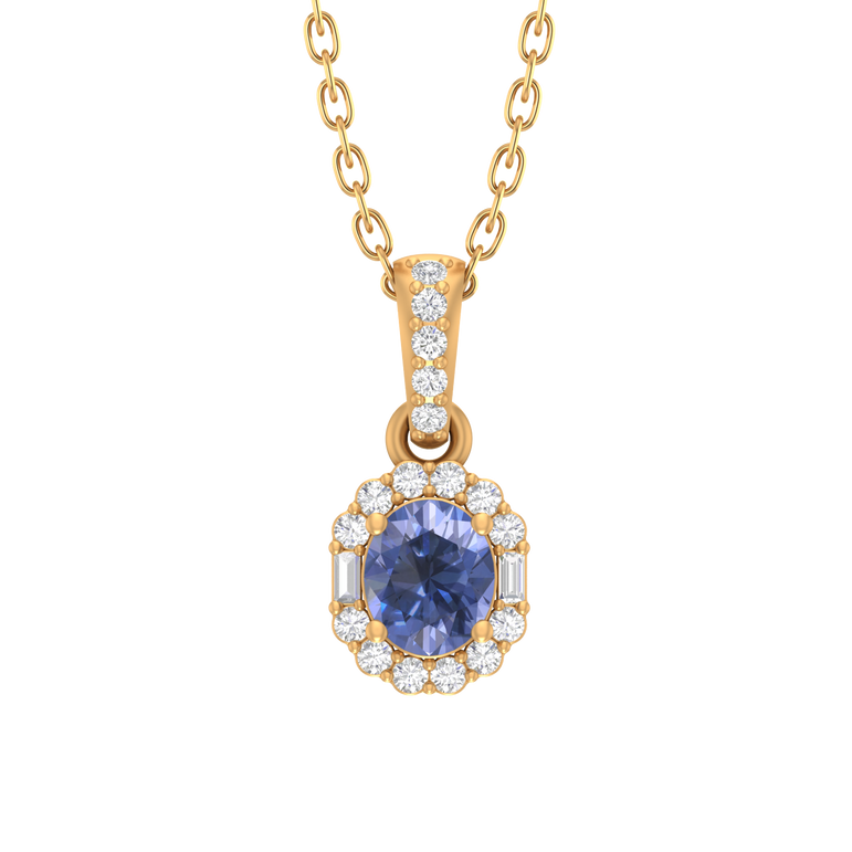 Tanzanite Pandent | 19 Diamond pcs | 0.22ctw Natural Diamond | 14k Gold