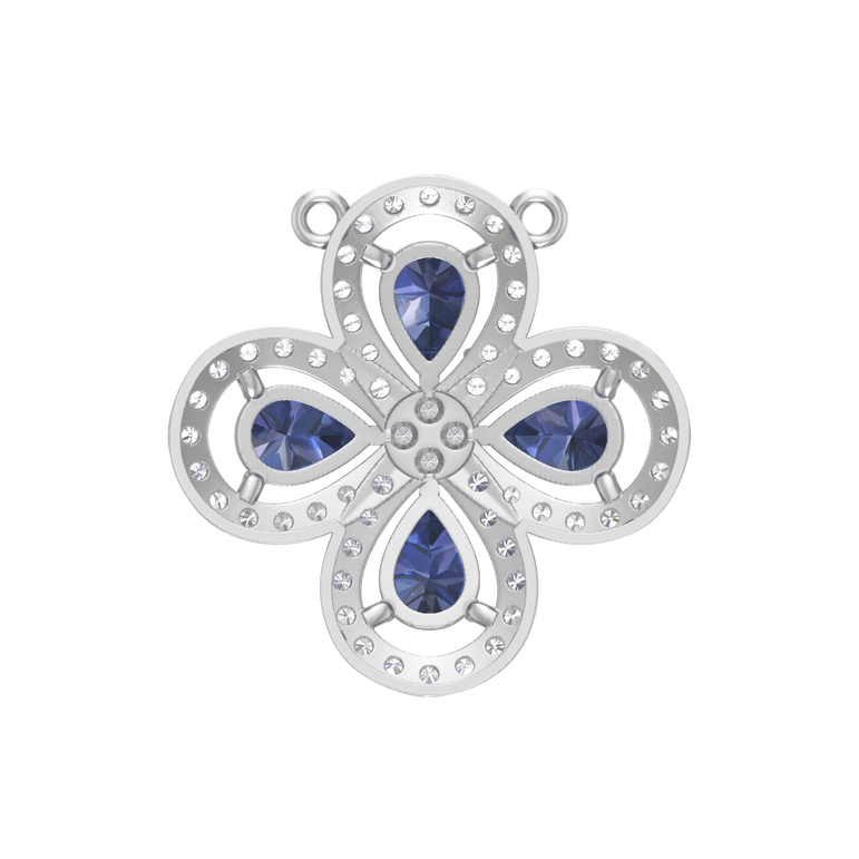 Tanzanite Pendant | 60 diamond pcs | 0.98ctw Natural Diamond | 14k Gold