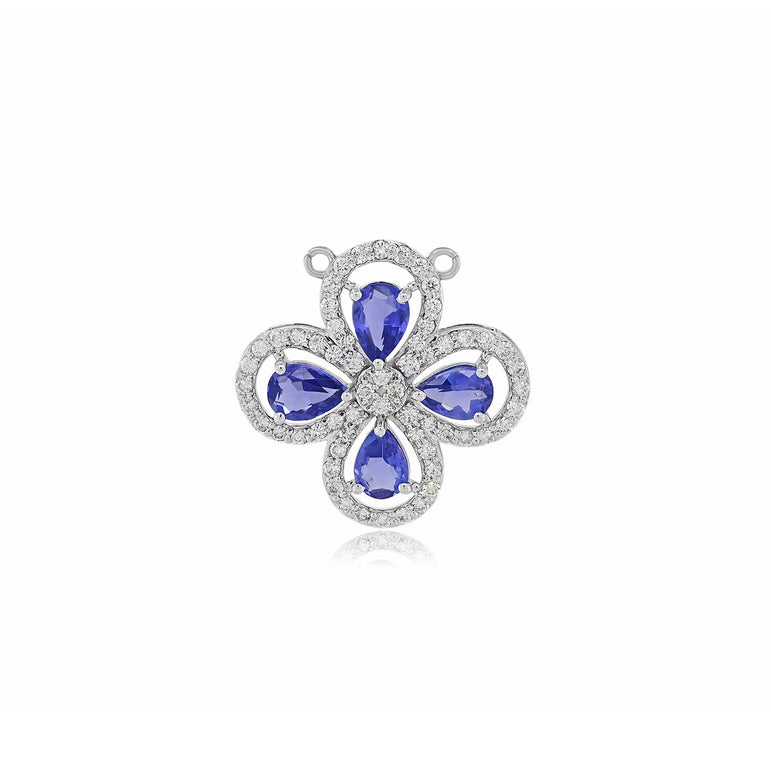 Tanzanite Pendant | 60 diamond pcs | 0.98ctw Natural Diamond | 14k Gold