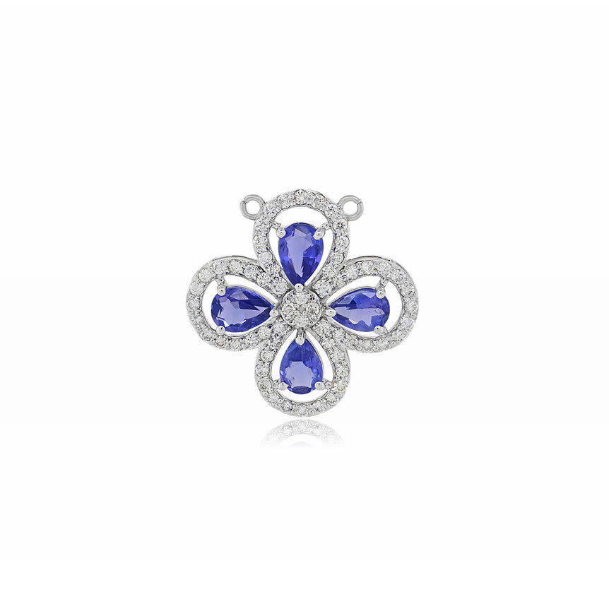 Tanzanite Pendant | 60 diamond pcs | 0.98ctw Natural Diamond | 14k Gold