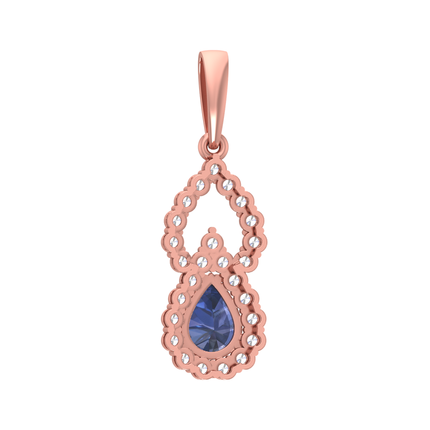 Tanzanite Pendant | 26 Diamond pcs | 0.64ctw Natural Diamond | 14k Gold