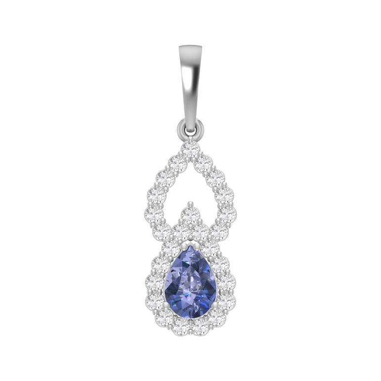 Tanzanite Pendant | 26 Diamond pcs | 0.64ctw Natural Diamond | 14k Gold