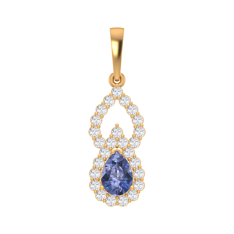 Tanzanite Pendant | 26 Diamond pcs | 0.64ctw Natural Diamond | 14k Gold