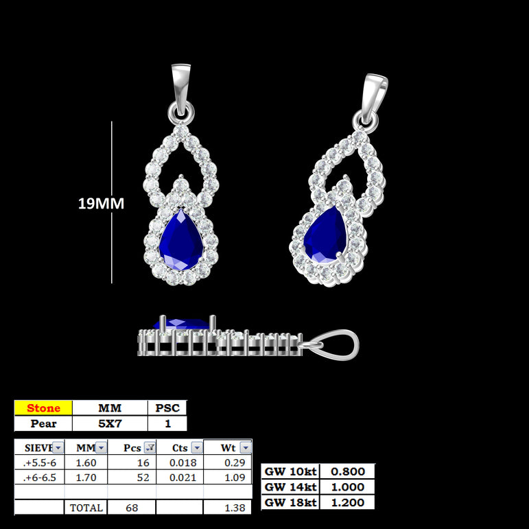 Tanzanite Pendant | 26 Diamond pcs | 0.64ctw Natural Diamond | 14k Gold