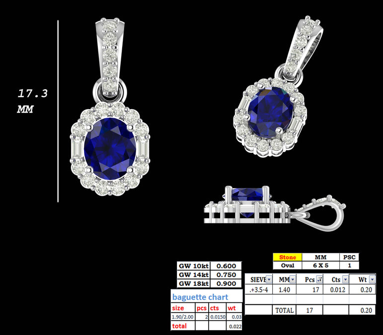 Tanzanite Pandent | 19 Diamond pcs | 0.22ctw Natural Diamond | 14k Gold