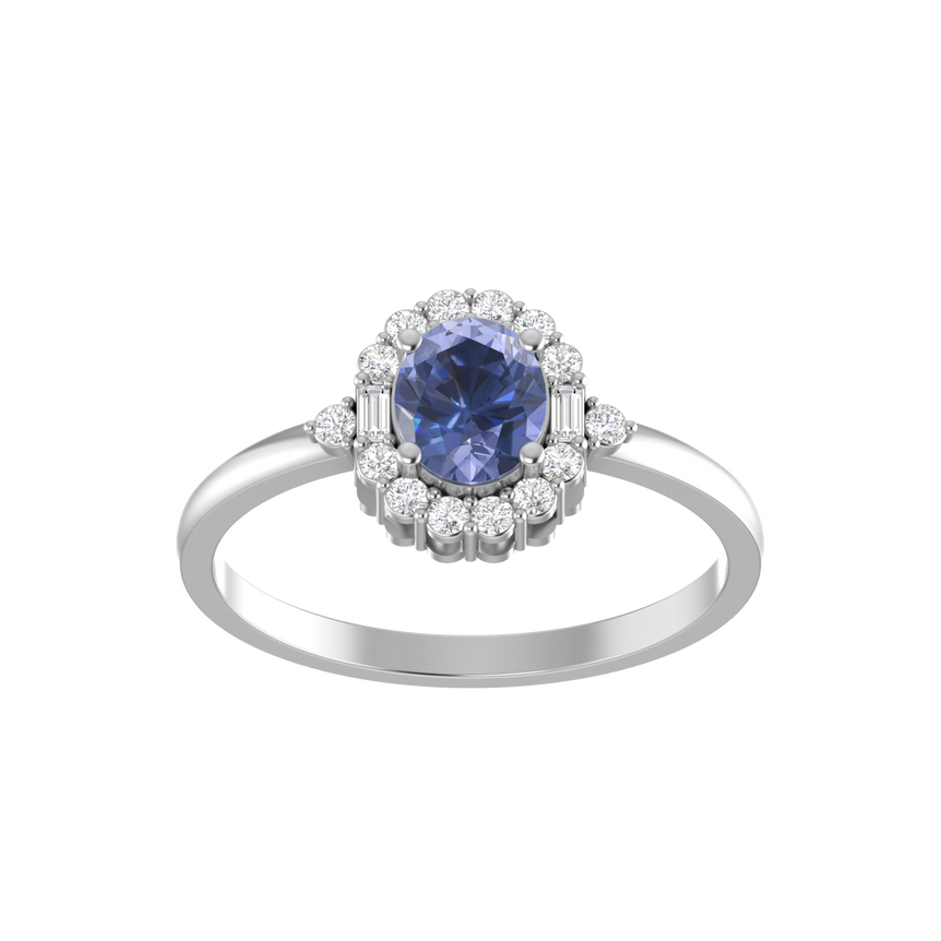 Tanzanite Ring | 16 Diamond pcs | 0.2ctw Natural Diamond | 14k Gold