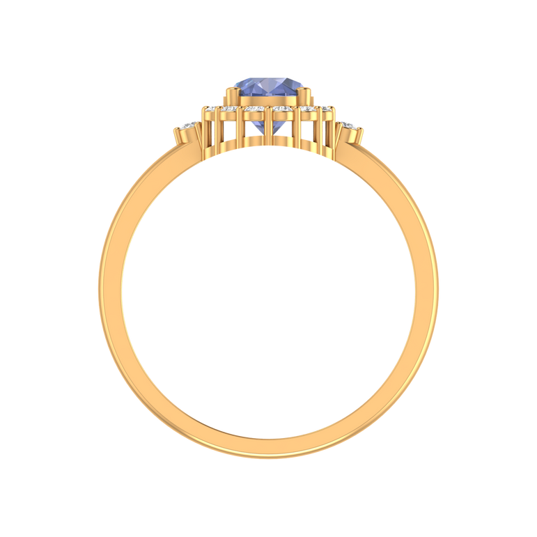 Tanzanite Ring | 16 Diamond pcs | 0.2ctw Natural Diamond | 14k Gold