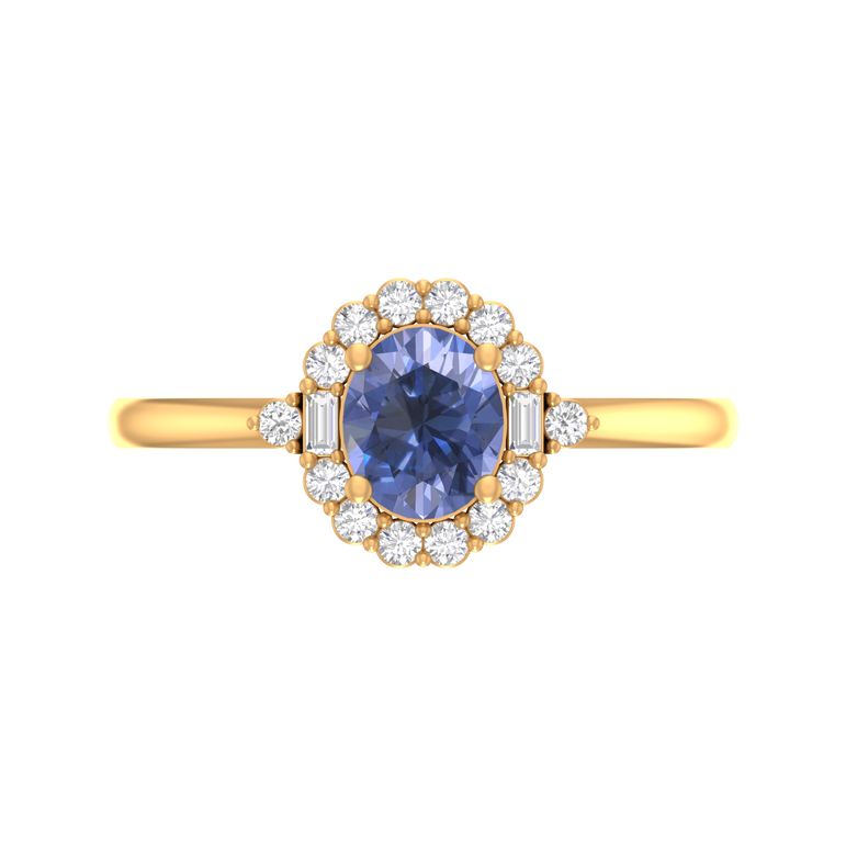 Tanzanite Ring | 16 Diamond pcs | 0.2ctw Natural Diamond | 14k Gold