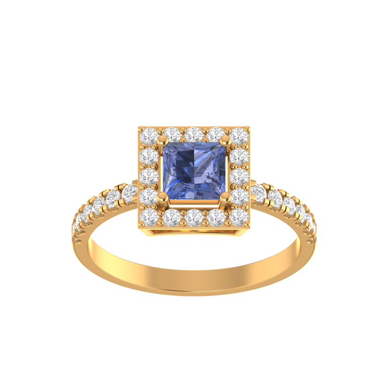 Tanzanite Ring | 28 Diamond pcs | 0.43ctw Natural Diamond | 14k Gold