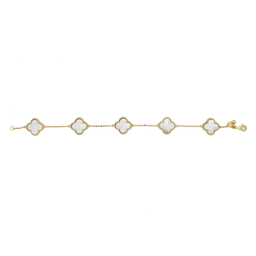 Clover Bracelet | Lab-Created Color-Stone | 14k Gold