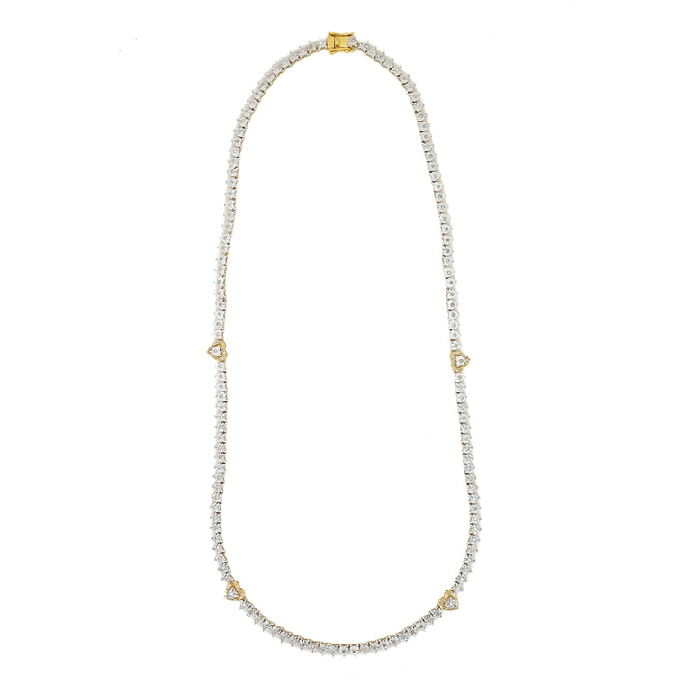 Tennis Heart Chain | 198 Diamond pcs | 1.15ctw Natural Diamond | 14k Gold