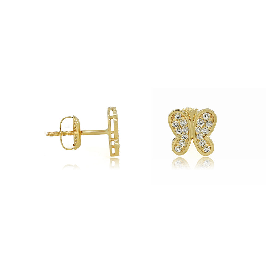 Butterfly Earrings | 32 Diamond pcs | 0.26ctw Natural Diamond | 14k Gold