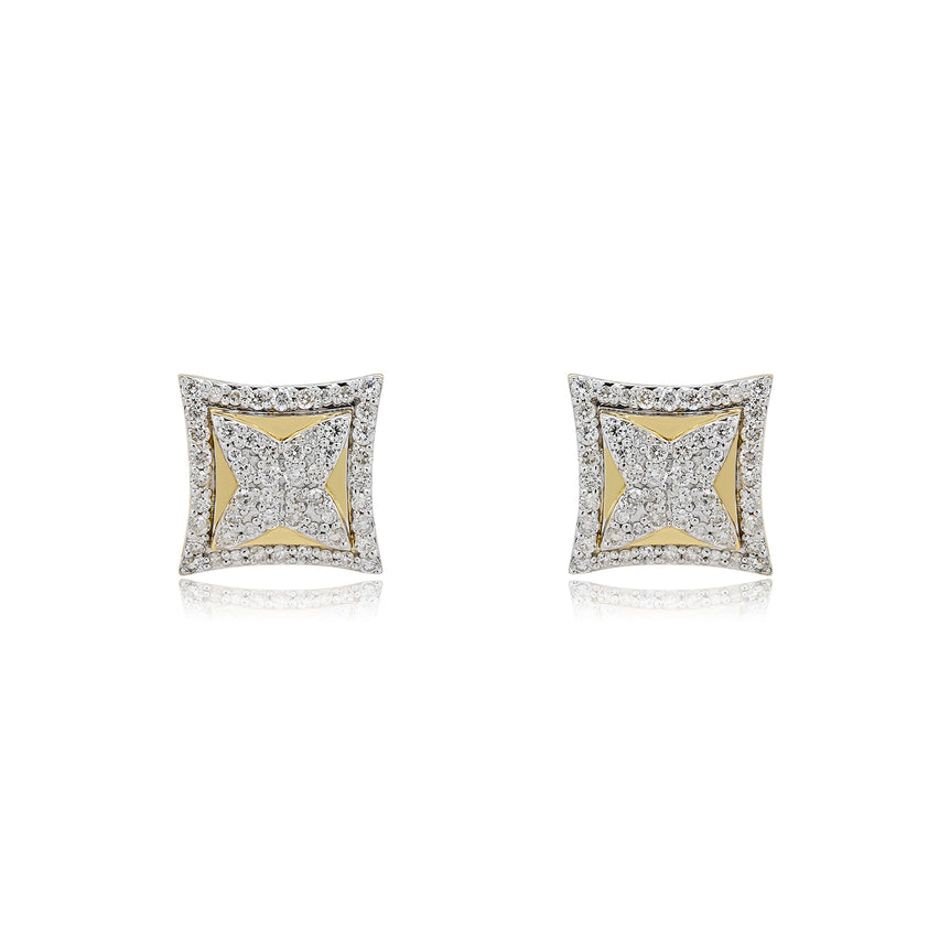 Square Earrings | 112 Diamond pcs | 0.39ctw Natural Diamond | 14k Gold