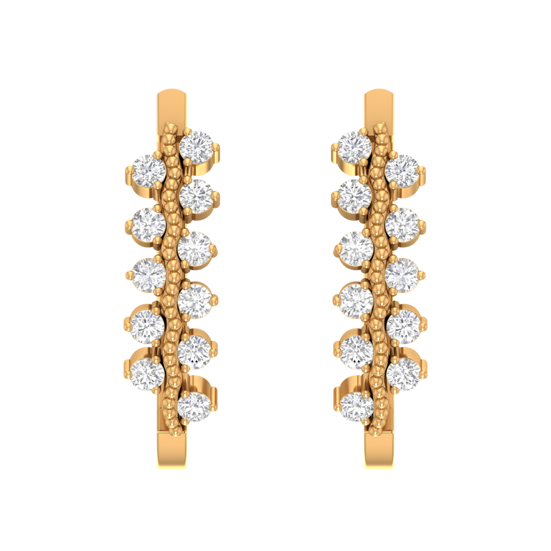 Fashion Hoops Earrings | 22 Diamond pcs | 0.25ctw Natural Diamond | 14k Gold