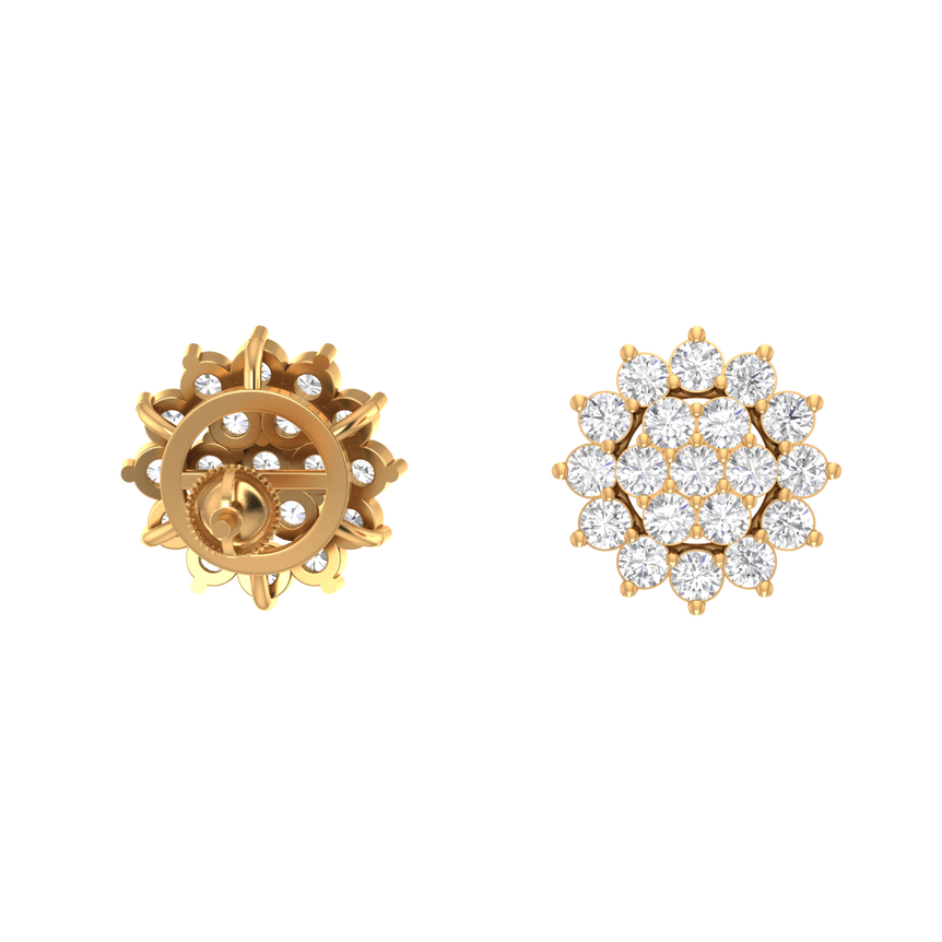 Cluster Earrings | 38 Diamond pcs | 0.93ctw Natural Diamond | 14k Gold