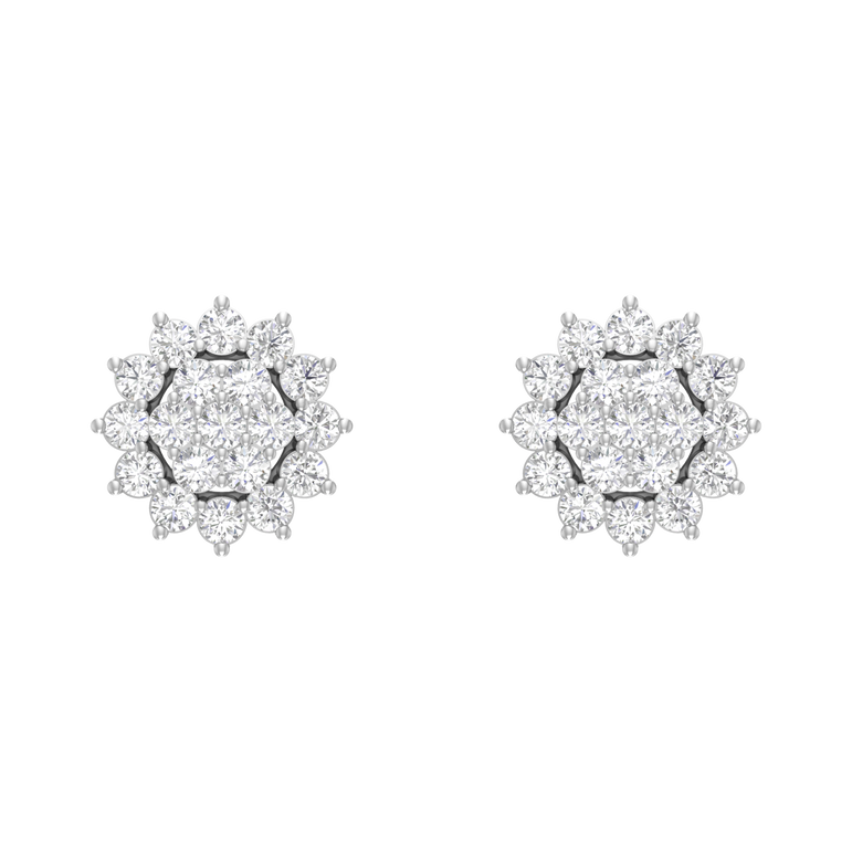 Cluster Earrings | 38 Diamond pcs | 0.93ctw Natural Diamond | 14k Gold