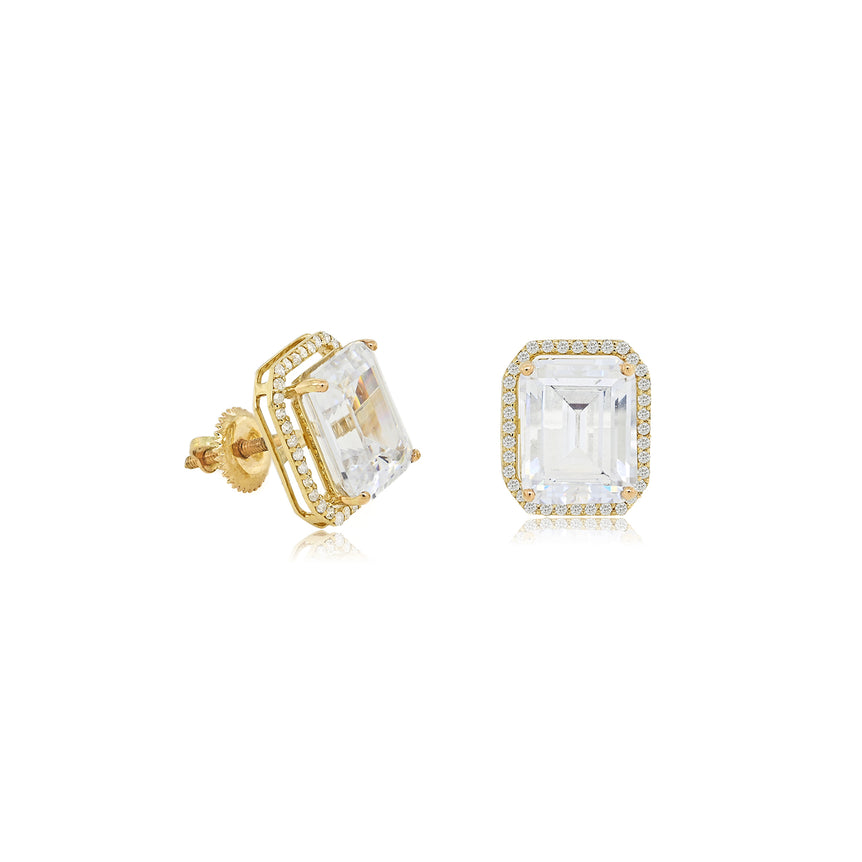 Color-Stone w/ Emerald-cut Earrings | 72 Diamond pcs | 0.33ctw Natural Diamond | 14k Gold