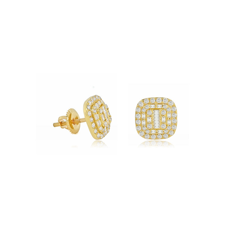 Square Earrings | 94 Diamond pcs | 0.6ctw Natural Diamond | 14k Gold