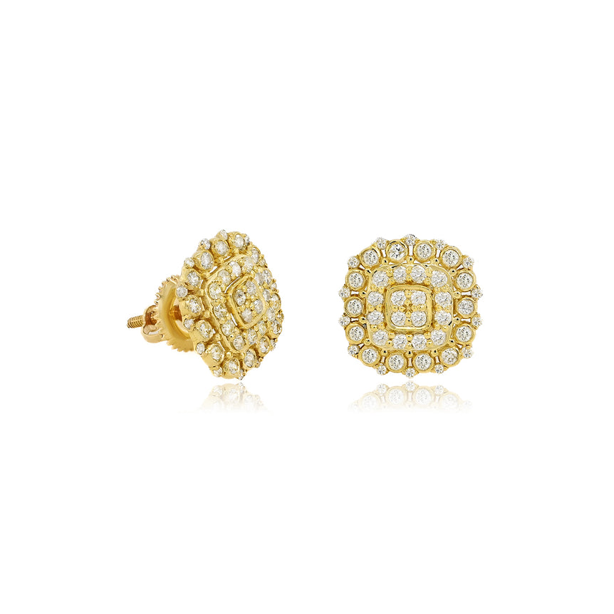 Square Earrings | 88 Diamond pcs | 0.68ctw Natural Diamond | 14k Gold