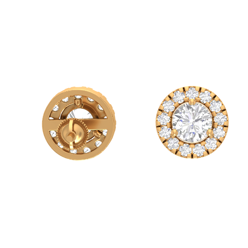 Round-cut Studs Earrings | 28 Diamond pcs | 0.6ctw Natural Diamond | 14k Gold