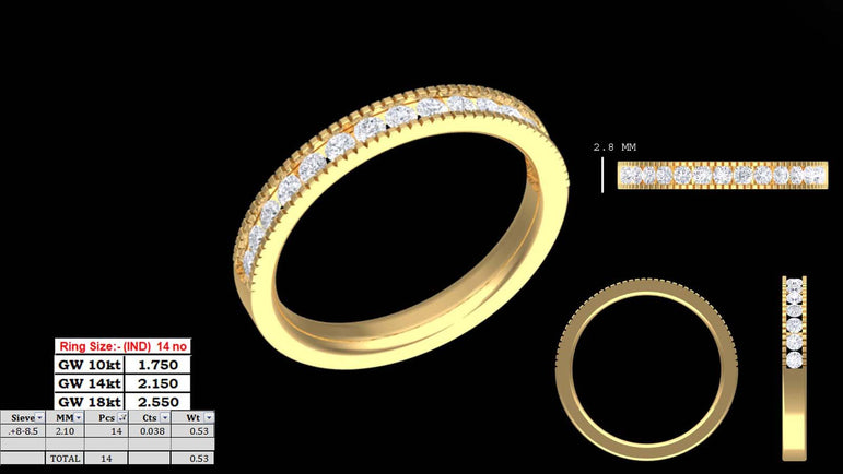 Anniversary Band | 14 Diamond pcs | 0.62ctw Natural Diamond | 14k Gold