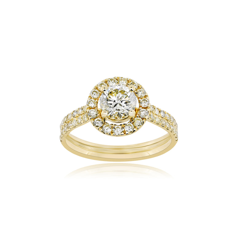 Engagement Ring | 52 Diamond pcs | 1.29ctw Natural Diamond | 14k Gold