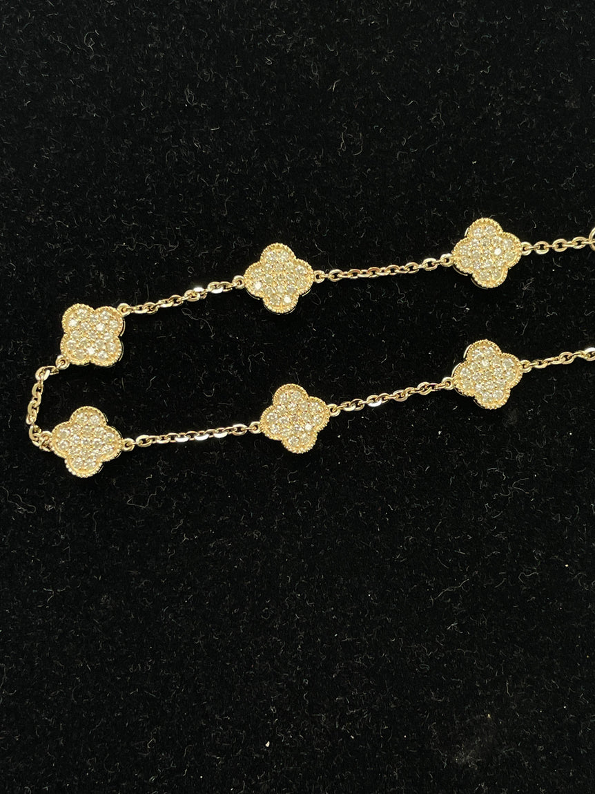 Clover Bracelet | 119 Diamond pcs | 0.99ctw Natural Diamond | 14k Gold