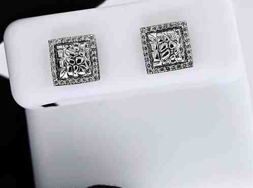 Square Earrings | 56 Diamond pcs | 0.15ctw Natural Diamond | 14k Gold