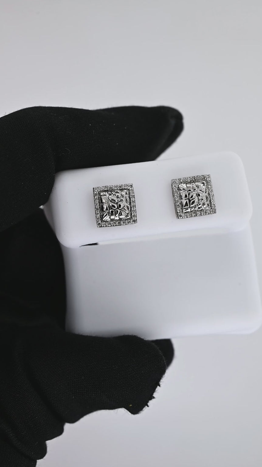 Square Earrings | 56 Diamond pcs | 0.15ctw Natural Diamond | 14k Gold