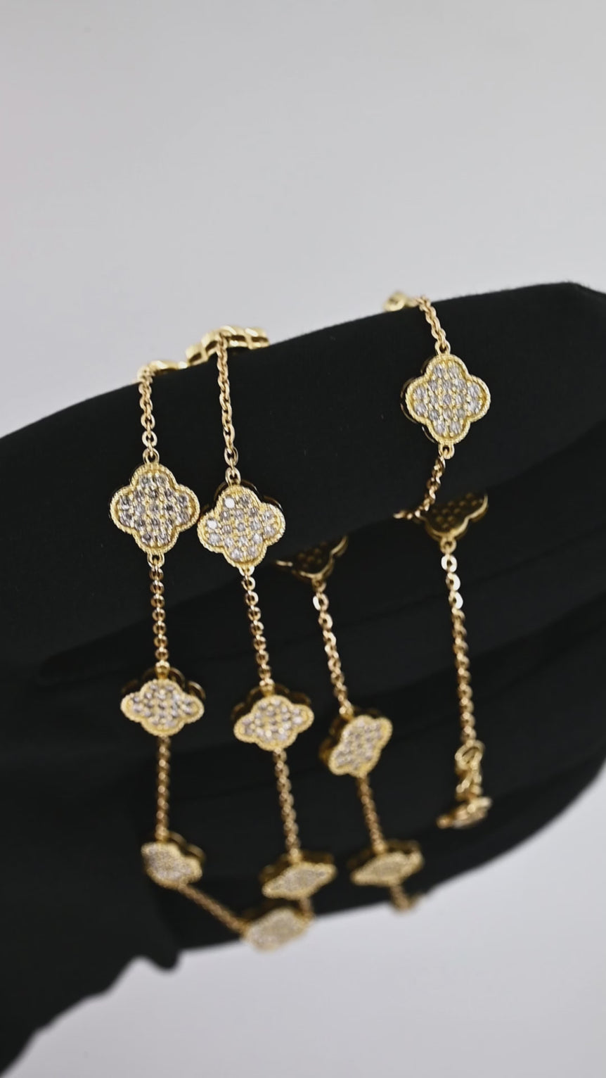 Clover Chain | 357 Diamond Pieces | 3.00ctw Natural Diamonds | 14K Yellow Gold